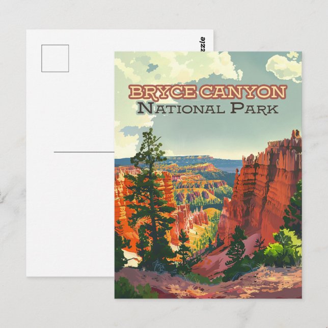 Carte Postale Parc national de Bryce Canyon Utah Hoodoo Retro (Devant / Derrière)