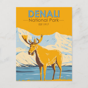 Carte Postale Parc national de Denali Moose Vintage Alaska