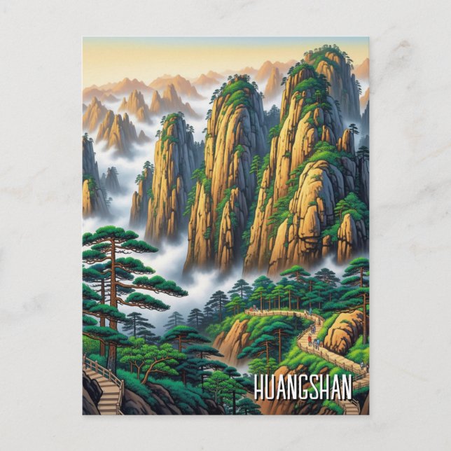 Carte Postale Parc national de Huangshan Chine (Devant)