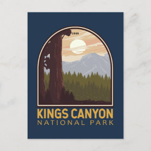 Carte Postale Parc national de Kings Canyon Emblem Vintage