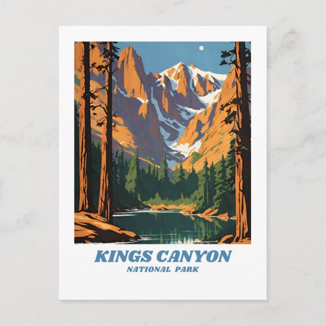 Carte Postale Parc national de Kings Canyon illustration retro V (Devant)
