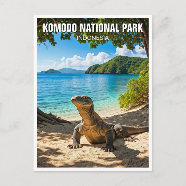 Carte Postale Parc national de Komodo Dragon Indonésie (Devant)