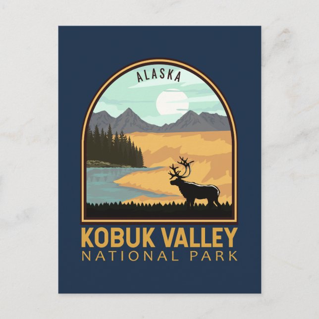 Carte Postale Parc national de la vallée de Kobuk Emblem Vintage (Devant)