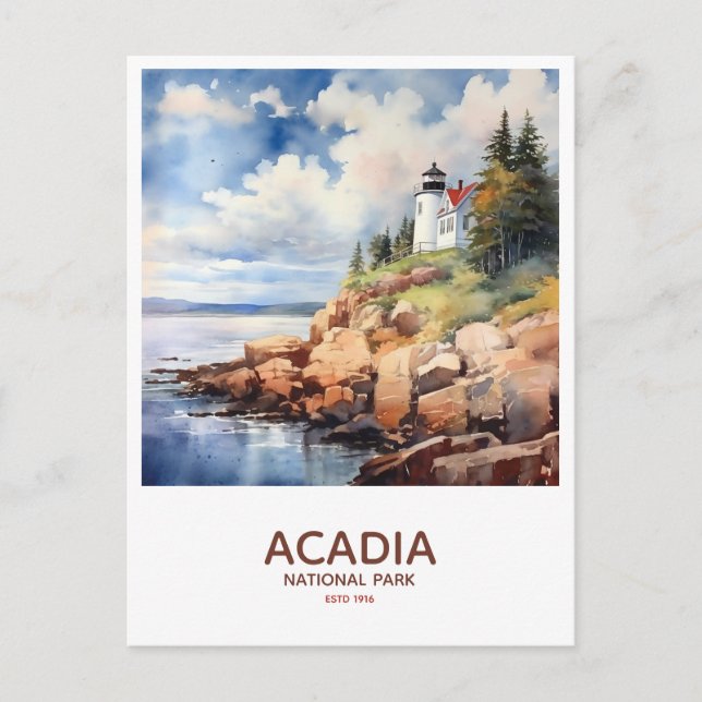 Carte Postale Parc national de l'Acadie - Phare de Park Bass Har (Devant)