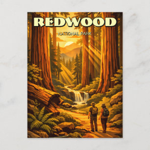 Carte Postale Parc national de Redwood Retro Art Déco Tourisme