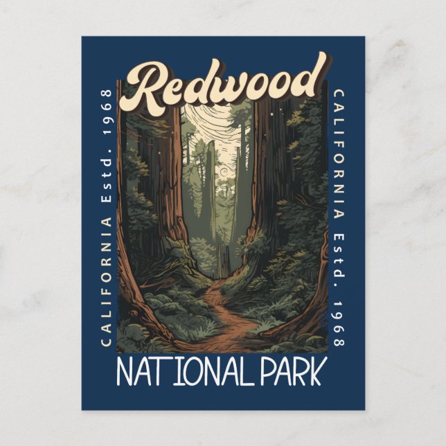 Carte Postale Parc national de Redwood rétro en détresse (Devant)