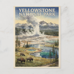 Carte Postale Parc national de Yellowstone Voyage Vintage
