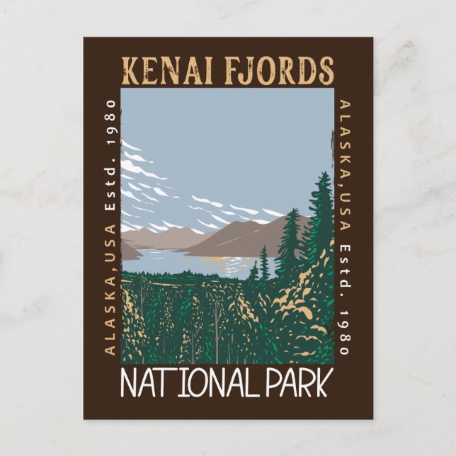 Carte Postale Parc national des fjords de Kenai Alaska Rétro en  (Devant)