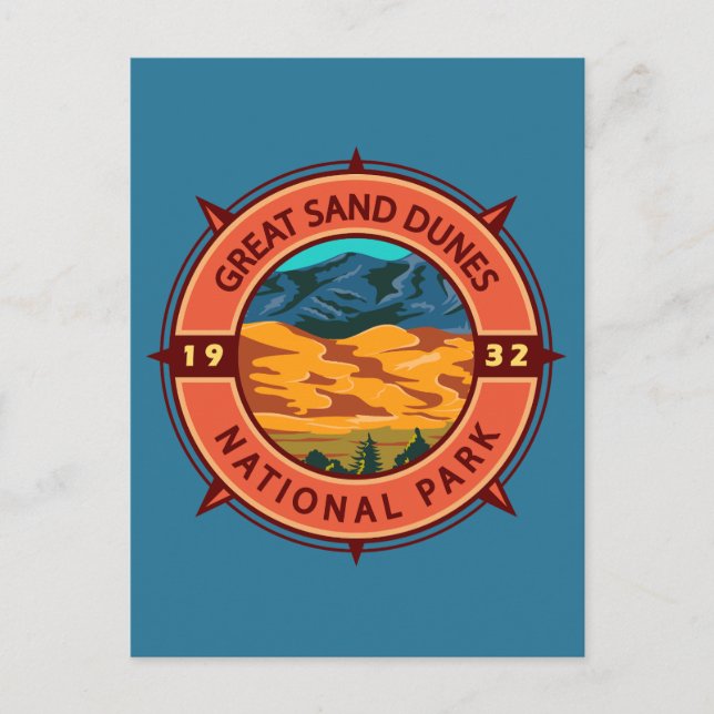 Carte Postale Parc national des grandes dunes de sable Retro Com (Devant)
