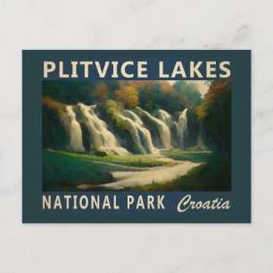 Carte Postale Parc national des lacs de Plitvice Croatie Aquarel