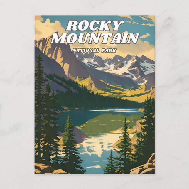 Carte Postale Parc national des Rocheuses illustration retro De (Devant)