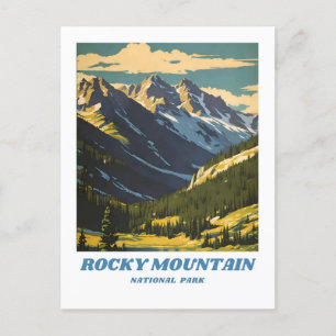 Carte Postale Parc national des Rocheuses illustration retro Sc
