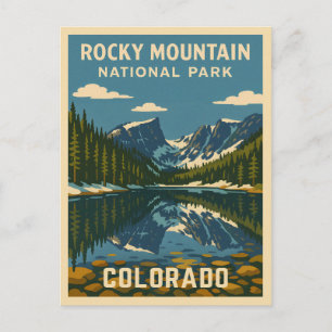 Carte Postale Parc national des Rocheuses Vintage voyage rétro