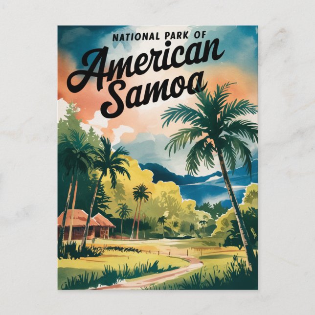 Carte Postale Parc national des Samoa américaines - Aquarelle Ar (Devant)