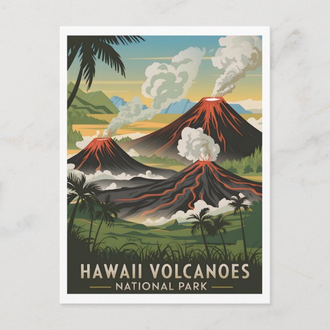 Carte Postale Parc national des volcans d'Hawaii Vintage (Devant)