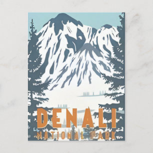 Carte Postale Parc national du Denali vintage Alaska Mont Hunter