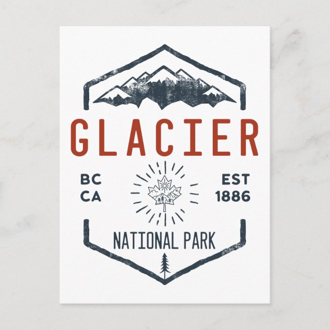 Carte Postale Parc national du Glacier Canada Vintage en détress (Devant)