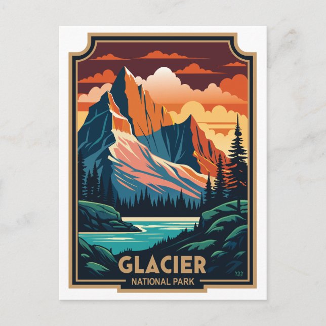 Carte Postale Parc national du Glacier Retro (Devant)