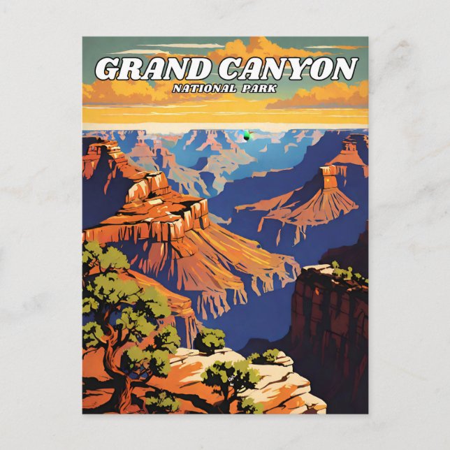 Carte Postale Parc national du Grand Canyon illustration rétro A (Devant)