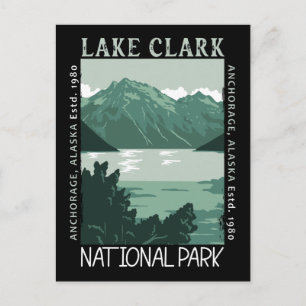 Carte Postale Parc national du lac Clark Alaska Vintage perturbé