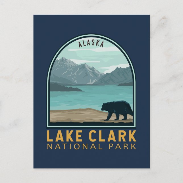Carte Postale Parc national du lac Clark Emblem Vintage (Devant)