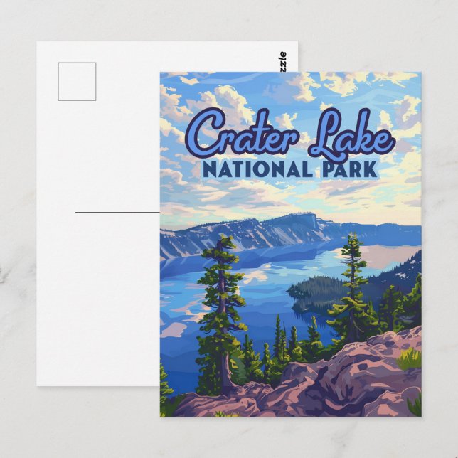 Carte Postale Parc national du lac Crater Oregon Retro (Devant / Derrière)