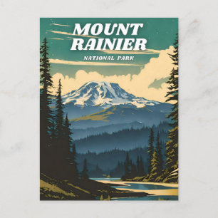 Carte Postale Parc national du Mont-Rainier illustration rétro