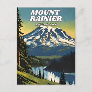 Carte Postale Parc national du Mont-Rainier illustration rétro A