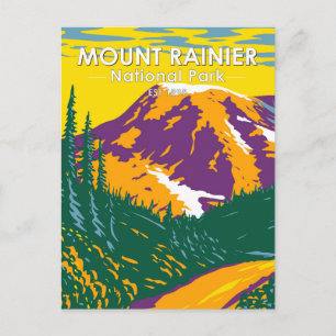 Carte Postale Parc national du Mont Rainier Washington Retro