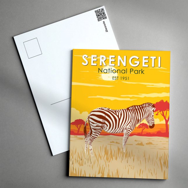 Carte Postale Parc national du Serengeti Zebra Travel Art Vintag (Créateur téléchargé)