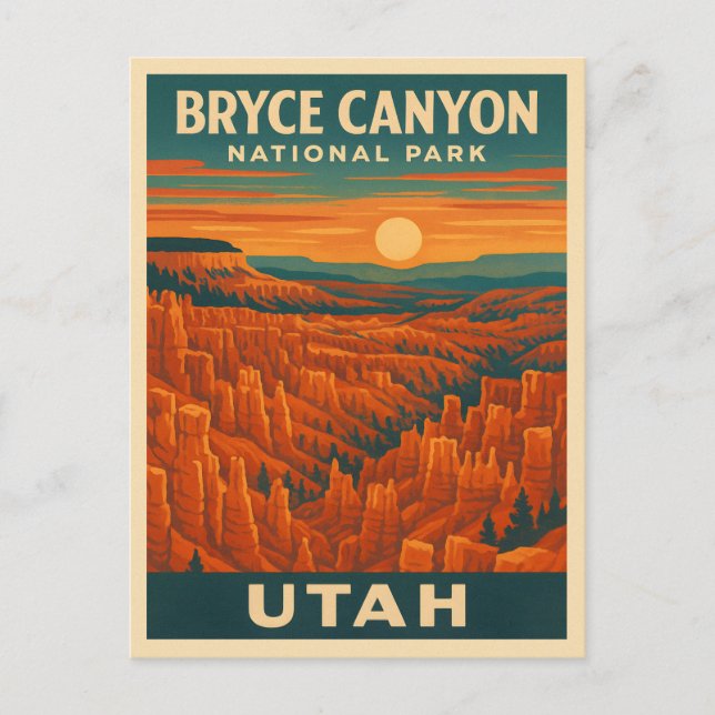 Carte Postale Parc national du Vintage voyage rétro Bryce Canyon (Devant)