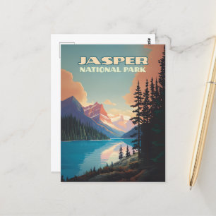 Carte Postale Parc national Jasper Alberta Canada Rockies Retro