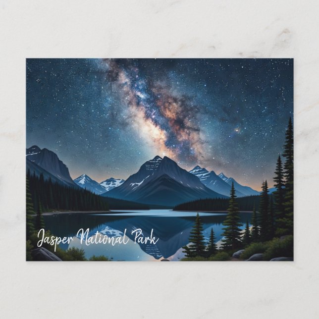 Carte Postale Parc national Jasper Canada la nuit (Devant)