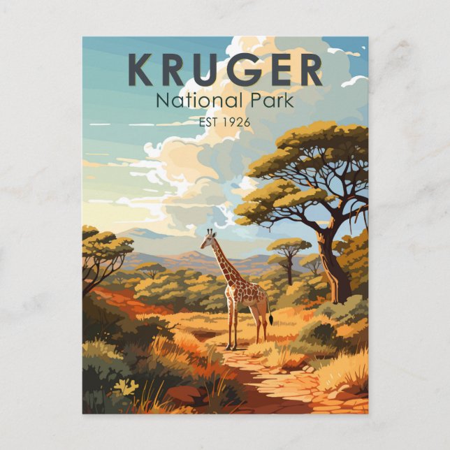 Carte Postale Parc national Kruger Afrique du Sud Girafe Ancien (Devant)
