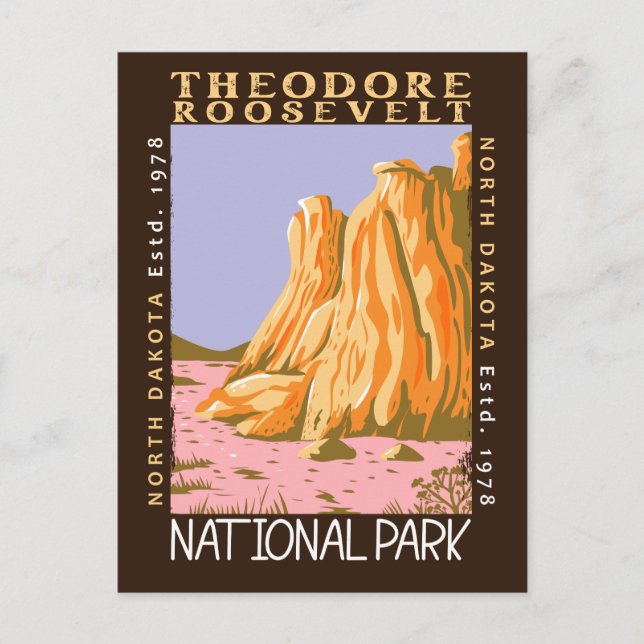 Carte Postale Parc national Theodore Roosevelt Rétro en détresse (Devant)