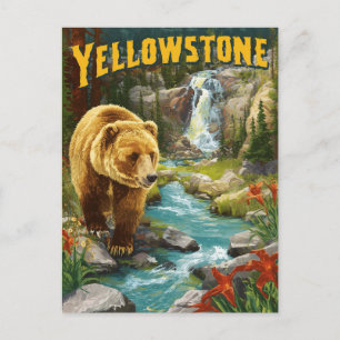 Carte Postale Parc national vintage Yellowstone Faune Pittoresqu