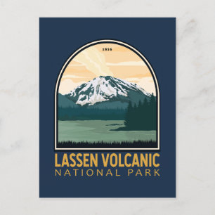 Carte Postale Parc national volcanique de Lassen Emblem Vintage