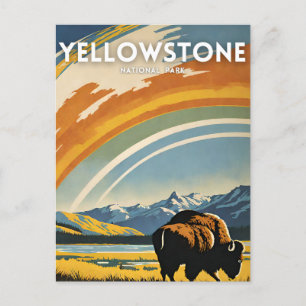 Carte Postale Parc national Yellowstone illustration rétro