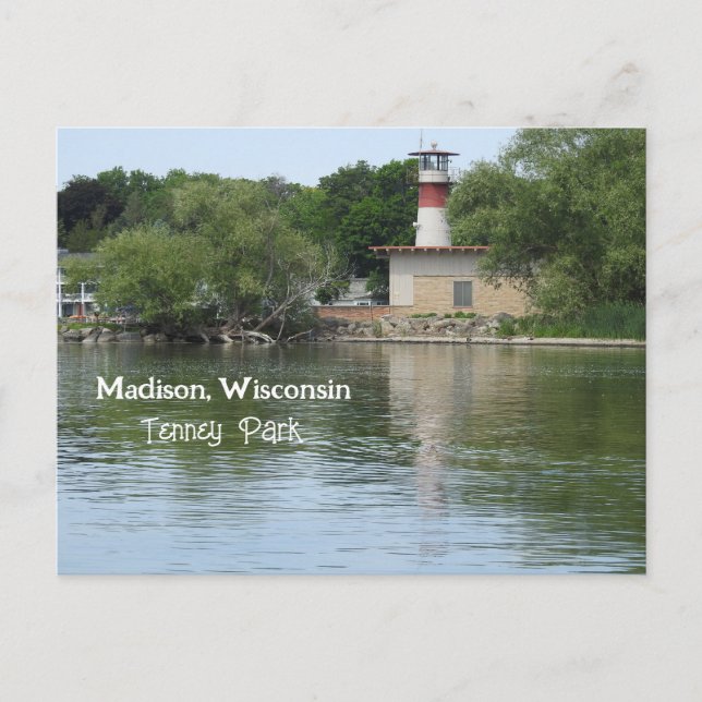 Carte Postale Parc Tenney, phare de Madison Wisconsin (Devant)