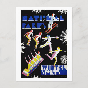Carte Postale Parcs nationaux Poster vintage des sports d'hiver 
