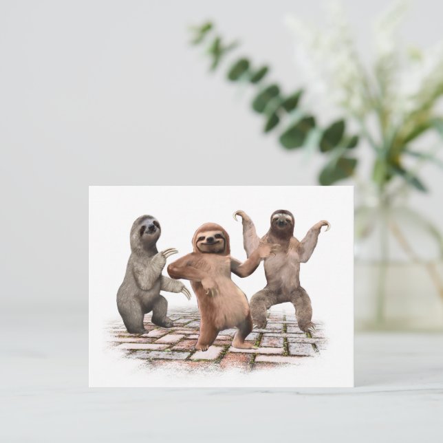 Carte Postale Paresseux Dansant Drôle Dons Mignonnes Cadeaux Pou (Debout devant)