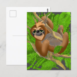 Carte Postale Paresseux Ridicule Se Relaxant Dans Un Arbre