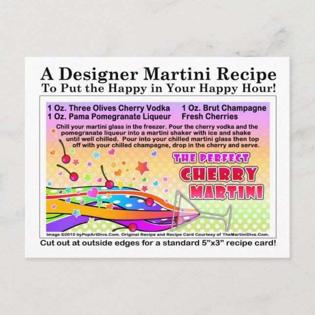 Carte postale Parfaite Cherry Martini Recette (Devant)