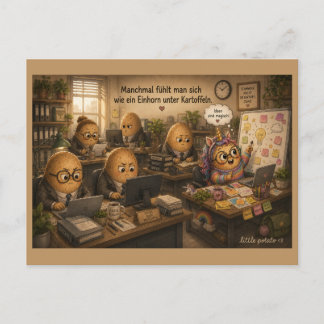Carte Postale Parfois, on se sent - Licorne - Bureau