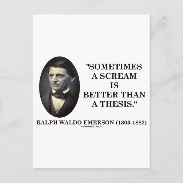 Carte Postale Parfois, Un Cri Est Meilleur Qu'Une Thèse Émerson (Devant)