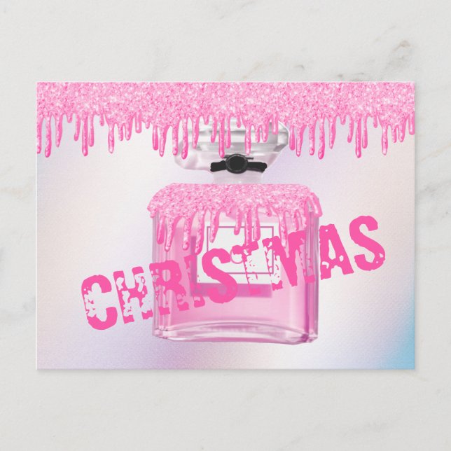 Carte Postale Parfum de Noël Parties scintillant rose Paint Drip (Devant)