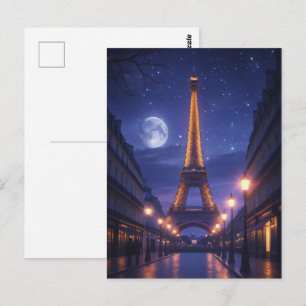 Carte Postale Paris au Clair de Lune – La Tour Eiffel Romantique