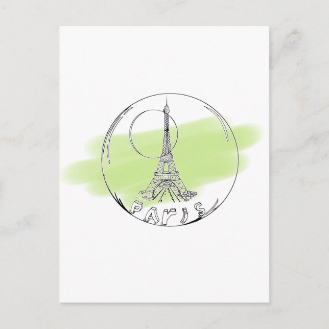 Carte Postale paris dans une boule de verre (Devant)