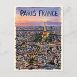 Carte Postale Paris France aquarelle croquis de voyage
