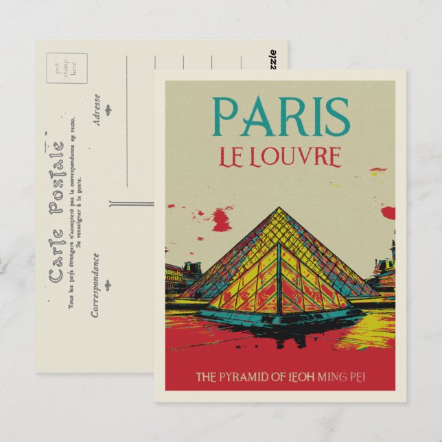 Carte Postale Paris France Pyramide du Louvre (Devant / Derrière)